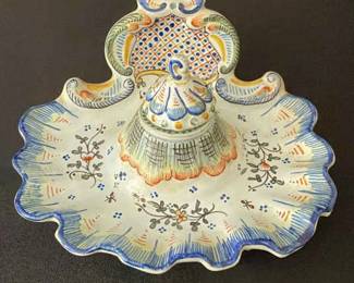 French Faience Inkwell