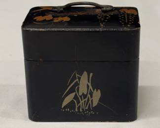 Antique Black Gold Japanese Liquor Box