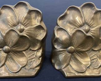 Brass Dogwood Bookends