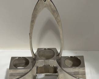 1940s Art Deco Silver Metal Salt Cellar