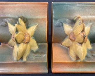Roseville Pottery Clematis Bookends
