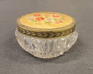 Vintage Cut Glass Tricket Powder Jar