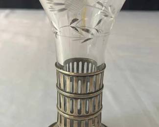 Sterling Silver And Cut Glass Bud Vase