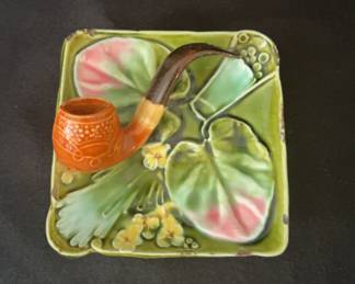 Late 19th Century Majolica Tobacco Tray