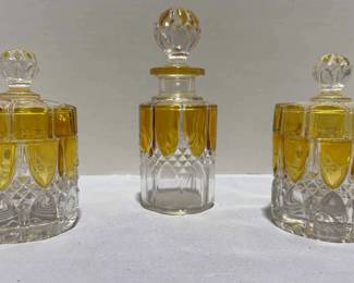 Antique Circa 1908 Val Saint Lambert Yellow Clear Vanity Pieces