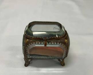 Rare French 6 sides vintage glass jewelry display case