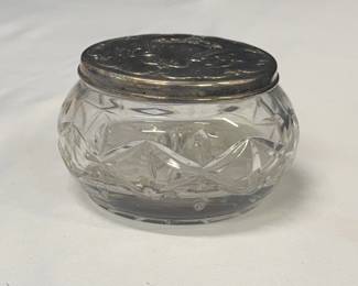 Antique Gotham Silver plated Lid Cut Crystal Jar