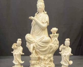 Japanese White Porcelain Geisha Figurines