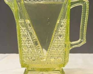 EAPG Light Green Yellow Water Pitcher