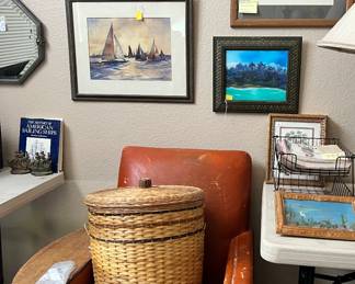 1920s leather chair from Tucson hotel - needs some love. Please buy it or I have to take it with me!