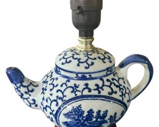 Blue White Oriental Teapot Lamp