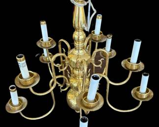 Vintage 12 Light Brass Chandelier