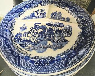 Blue Willow divided plates