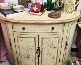 Painted demilune cabinet