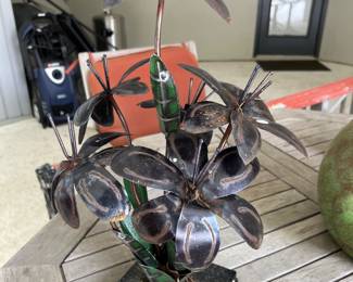 165. Metal Sculpture of Lillies