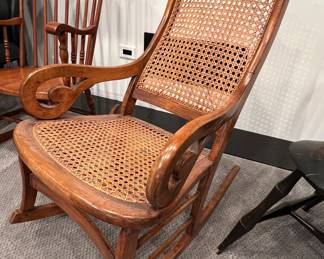 19. Vintage Rocker w/ Cane Seat & Back (23" x 33" x 40")