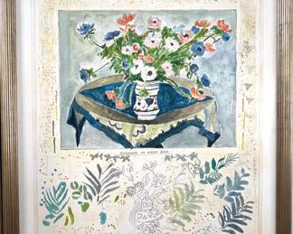 2. Signed Mixed Media Artwork on Canvas by Michael Eisemann "Anemones et Guedion Blues" (36.5" x 45")