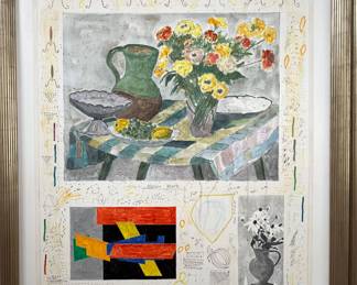 1. Signed Mixed Media Artwork on Canvas by Michael Eisemann "Nature Morte" (36.5" x 45")