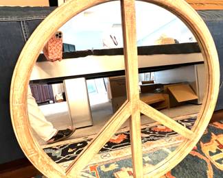 30. Wood Peace Sign Mirror (30")