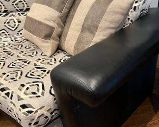 3. 3pc Sectional w/ Leather Base and Upholstered Back & Seat (160" x 23" x 36")
