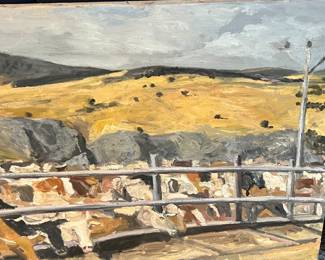 186. Oil on Canvas Landscape w/Abstract by ?