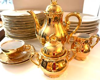115. 8pc Gold Tea Set