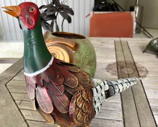 167. Hand Painted Metal Pheasant