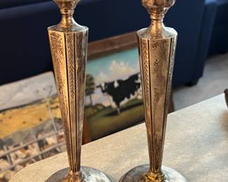 128. Pair of Weighted Sterling Candlesticks