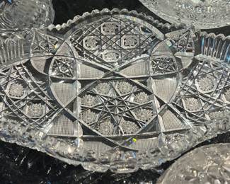 73. Lead Cut Crystal Oval Bowl 11" x 5" g