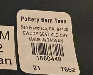 160. Set of 4 Pottery Barn Swoop Seat Solid Navy Side Chairs