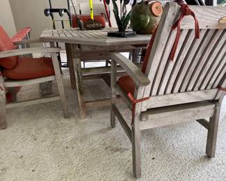 176. Teak Octagon Table and 4 Chairs by Outdoor Classics
