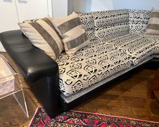 3. 3pc Sectional w/ Leather Base and Upholstered Back & Seat (160" x 23" x 36")