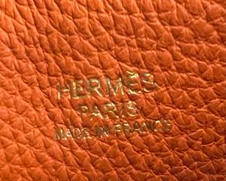 111. Hermes Orange Togo Leather Palladium Plated So Kelly Bag w/Box & Dustbag