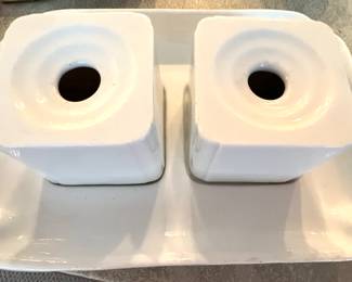 153. Antique White Porcelain Desk Set