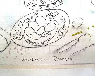 2. Signed Mixed Media Artwork on Canvas by Michael Eisemann "Anemones et Guedion Blues" (36.5" x 45")