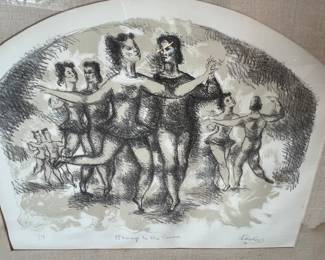 58. Signed Lithograph by Chaim Gross '76 "Homage to the Parrous" 1/75 (28.5" x 25")