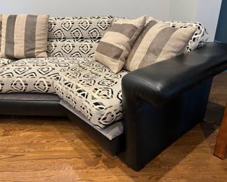 3. 3pc Sectional w/ Leather Base and Upholstered Back & Seat (160" x 23" x 36")