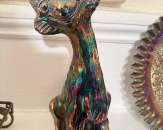 fenton carnival art glass cat