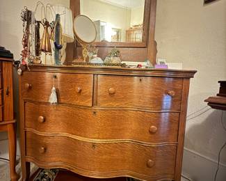 dresser, brass items 