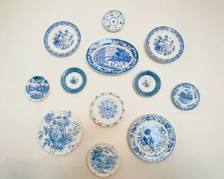 blue and white dishes