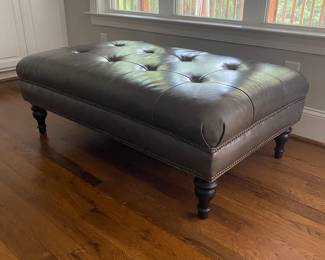 A3 - $350. Pottery Barn "Martin" Leather Ottoman. Very good condition. Measures 50" x 30" x 17.5" tall.