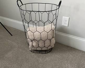A38 - $20. Laundry Hamper or Blanket Basket. Measures 18" wide x 13" deep x 25" tall.