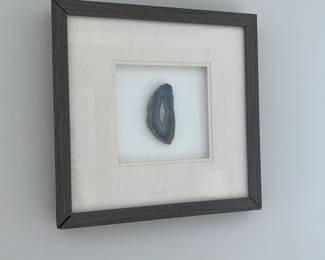 A15 - $15. Small Framed Geode Slice. Frame is approximately 12". One corner needs tightened.