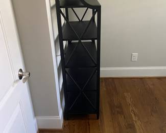A8 - $85. Metal Shelf - Cute but sturdy! Was used in an office for display behind a desk. Measures 32" wide x 15" deep x 55" tall.