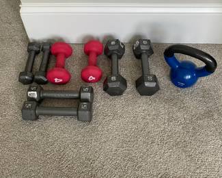 A37 - $30. Weights & Kettle Ball Set.