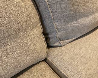 A4 - $750. Pottery Barn Sectional. Measures 10' long across the long side of the back x 89" long the shorter way. 38.5" deep. No major stains. Does have pilling typical of Pottery Barn upholstered furniture. Cushions need a little fluffing but structurally sound and lots of year left!