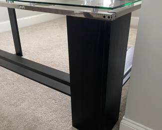 A42 - $125. 2 Piece Glass & Metal Office Desk. Measures 60" in each direction x 30" tall. Very good condition - very sturdy!
