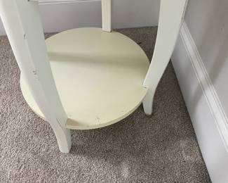 A46 - $40. Pottery Barn Kids Side Table with single drawer. Shelf has discolored from age - still sturdy!