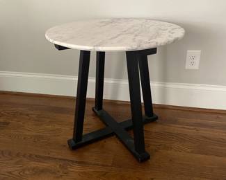 A1 - $60. Measures 26" round x 24" tall. Marble is not attached to the wooden base.