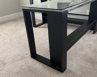 A42 - $125. 2 Piece Glass & Metal Office Desk. Measures 60" in each direction x 30" tall. Very good condition - very sturdy!